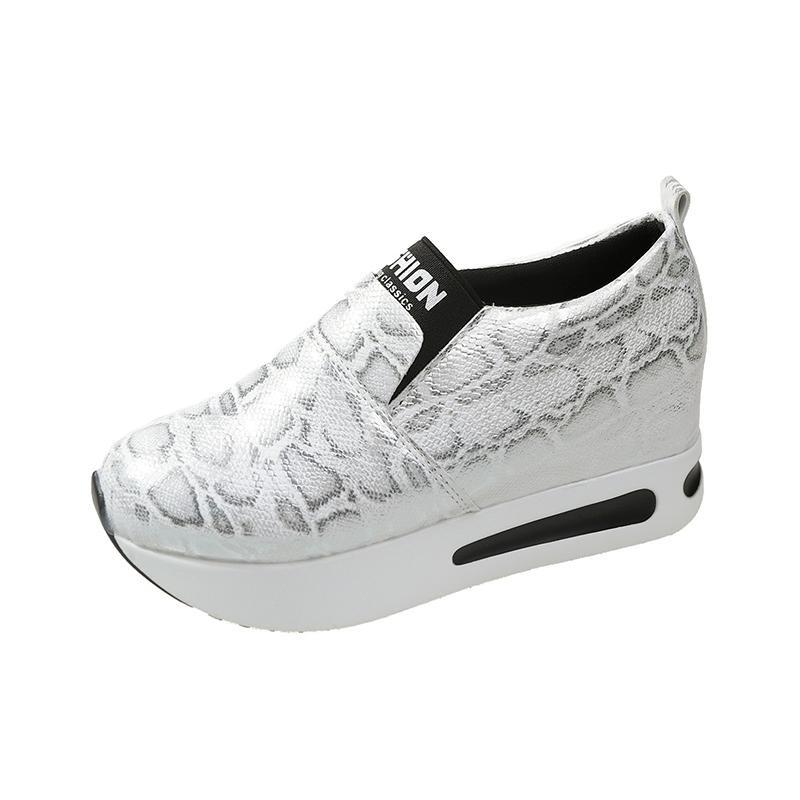 

Леопардовый принт Лоферы Обувь Женские Весенние Слипоны Скрытый Каблук Кроссовки Женские Искусственная Кожа Толстая Платформа Спортивные Туфли Дамы 35