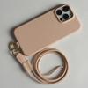 For iPhone 14 Pro Max Case With Lanyard Genuine Cow Leather PC Phone Back Cover