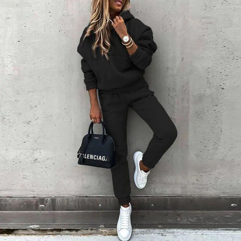 2025 European and American Fashion Long Sleeve Sports and Leisure Hoodie Set Two-piece Set Two Piece Hoodie Set