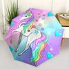 Parapluie Pliant Automatique Licorne Fantaisie Design Simple à 8 Baleines, Motif Dessin Animé Lumineux, Cadre en Fer Durable, Convient Pour le Voyage, l'Extérieur, B