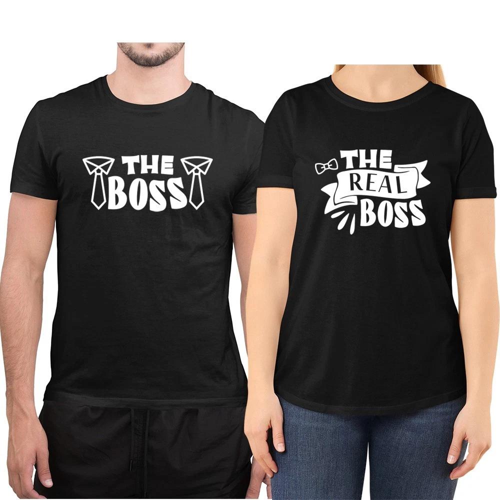 The Boss & Real Boss Matching T-Shirt Set Unisex Couples Valentines Gift S