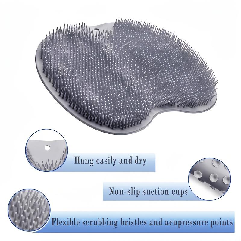 2pcs Shower Cleaning Brush, Wall-Mounted Back Foot Bath Massage Pad,Bathroom Washing Mat Brush with Suction Cup Bath Brush