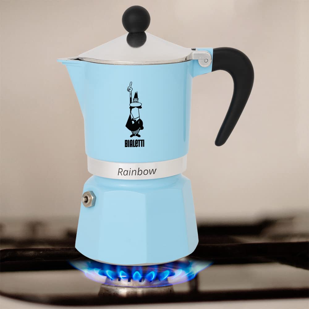 BIALETTI Rainbow 6-Cup Azzurro Blue Stovetop Coffee Maker (Espresso MakerMacchinetta)