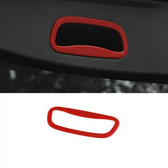 Rear Trunk Bezel Handle Grab Trim Ring For Jeep Compass 2014-18 Red Carbon Fiber