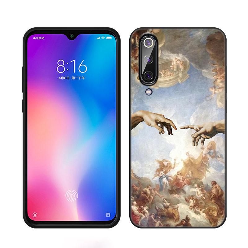 Michelangelo Adam Fresko Kunst Handyhülle Für Xiaomi Mi A2 8 9 SE Note 10 10T 11 12 Lite 9T 11T 12S 12T Pro A3 6X 12X Schwarze Hülle