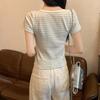 Summer 2025 Striped Slim Fit Short-Sleeved T-Shirt - Trendy American Style, Pure & Sexy Round Neck Women's Top