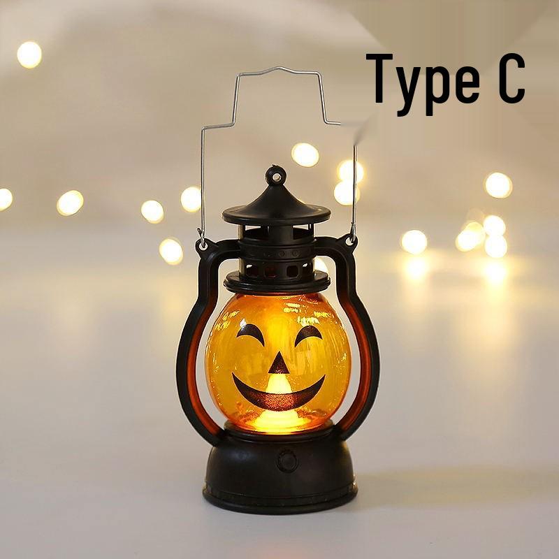 Halloween Pumpkin & Skull Lantern - Handheld Oil Lamp Decoration for Party Atmosphere