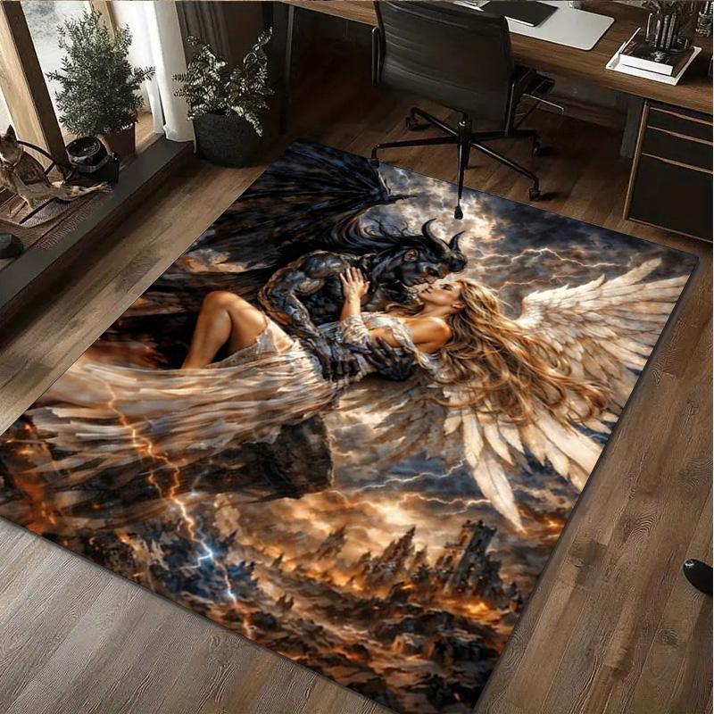 Angel and Demon Rug - Home carpet Office Decorative Carpet For Living Room Bedroom Door Mat Floor Rug Computer Chair Area Rug
