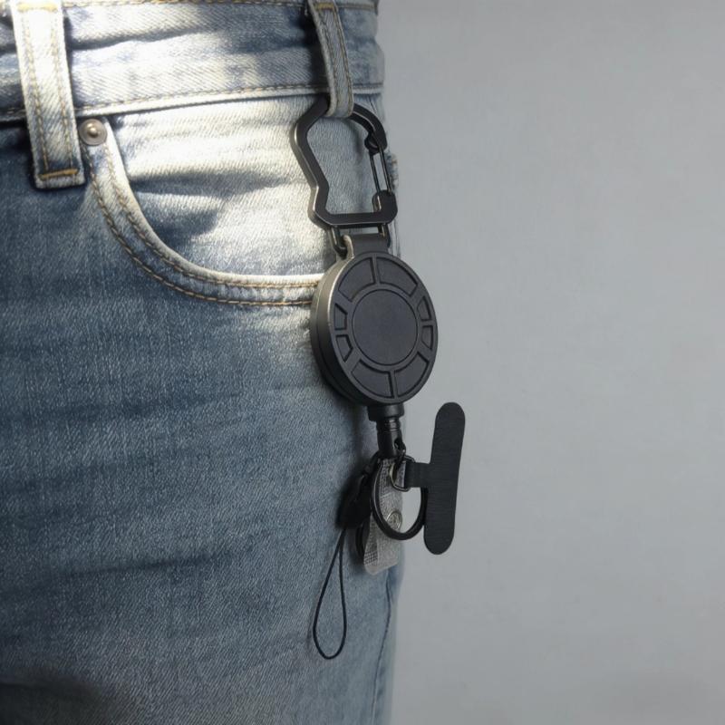 Retractable Keychain Carabiner Badges Holder Telescoping Phone Strap Safety Tether for Hiking Outdoor Activity