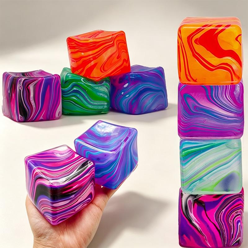 Needoh Beautiful Gradient Marbling Swirl Pattern Fidget Pinch Toy Maltose Anxiety Relief Ease Mental Strain Desk Accessory Gift