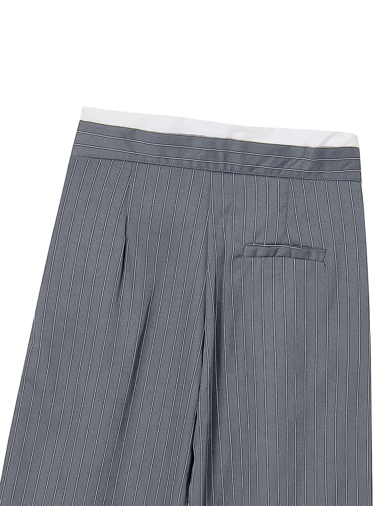 THE GREEN LAB Double Waist Stripe Slacks [Gray]