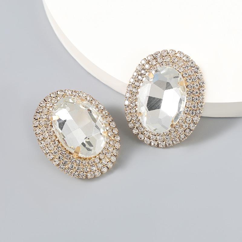 Exaggerated Claw Chain Oval Ultra-bright Earrings and Stud Earrings