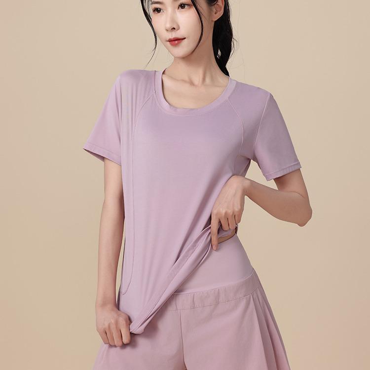 Plus Size Women's Quick-Dry Short Sleeve Sports Top for Yoga & Running