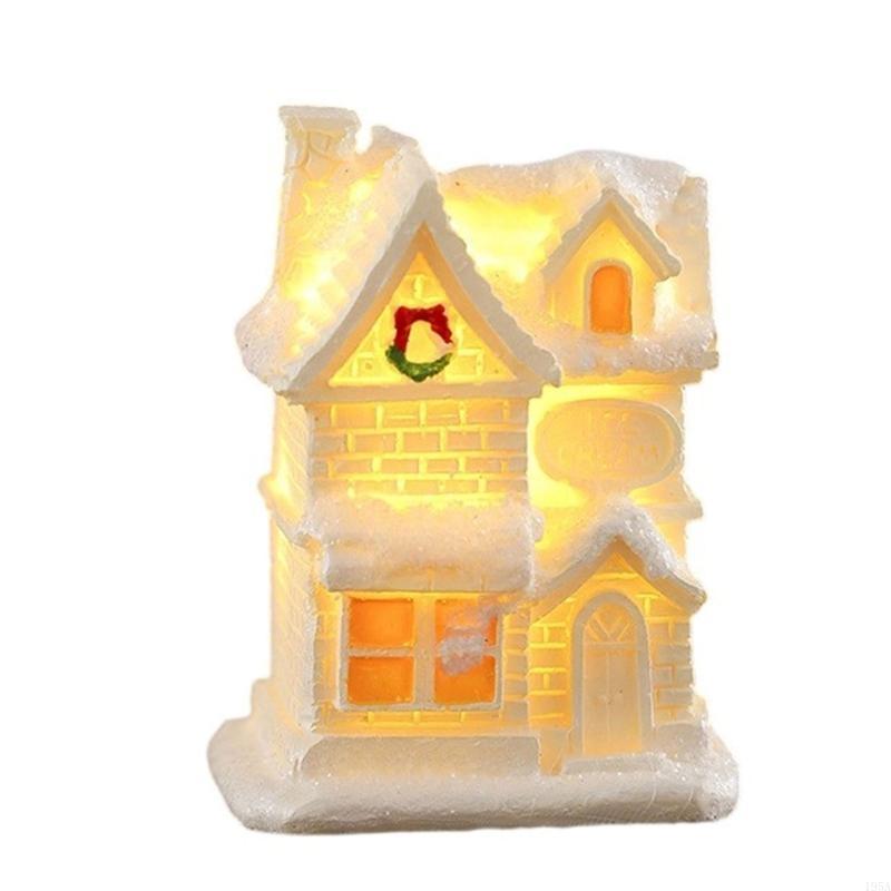 Miniature Resin Houses Chritmas  Light  Up  Building Figurine For Kids Holiday Gift  Seasonal Party Decoration