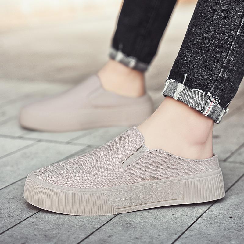 Summer Mesh Breathable Men's Shoes Trend Versatile Comfortable Simple Half Tray Fashion Board Shoes Personalized Black Pedal