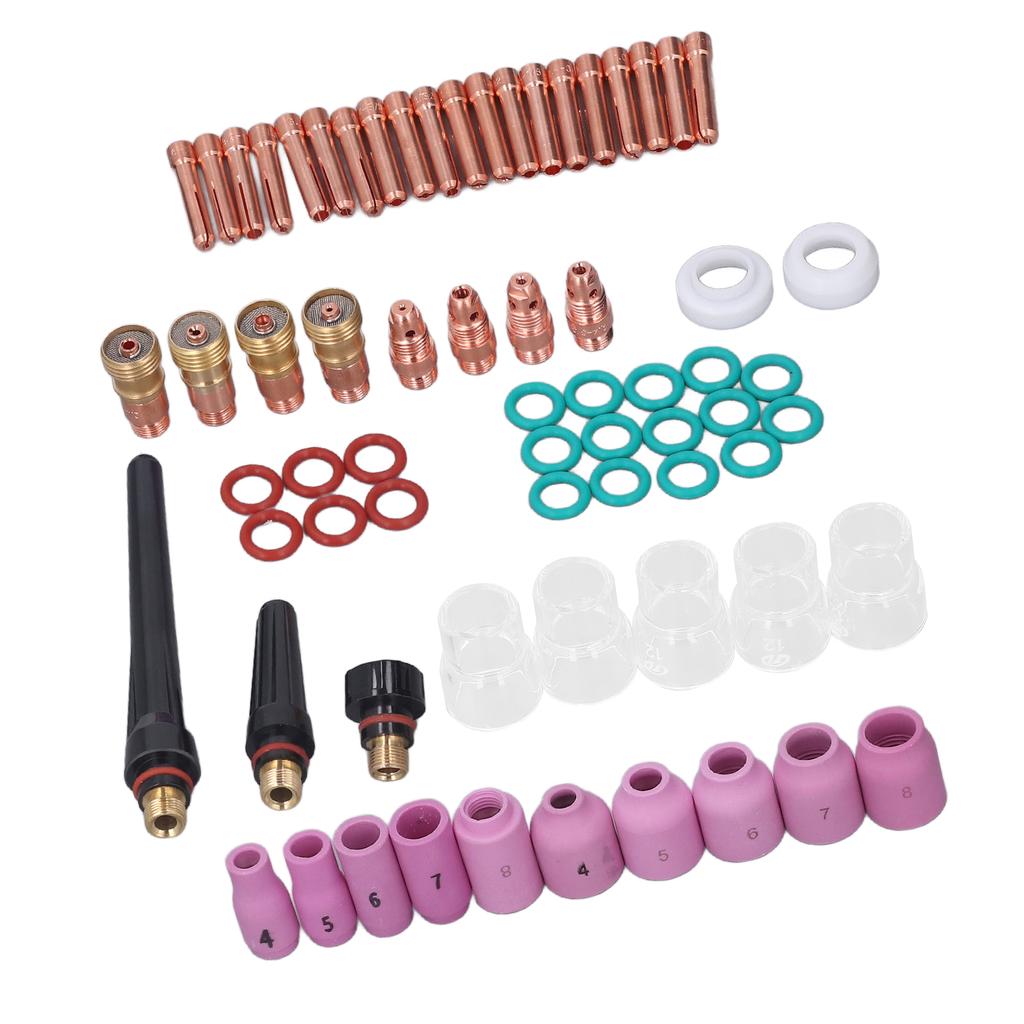 68Pcs TIG Welding Accessory Set Glass Cup Connector Electrode Coil PTFE Front Cover for WP 17 18 26
