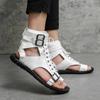 Hot Sale Luxury Men Roman Sandals Designer White Flat Sandals Men Open-toe Summer Shoes Man Comfortable Lace-up Leather Sandals