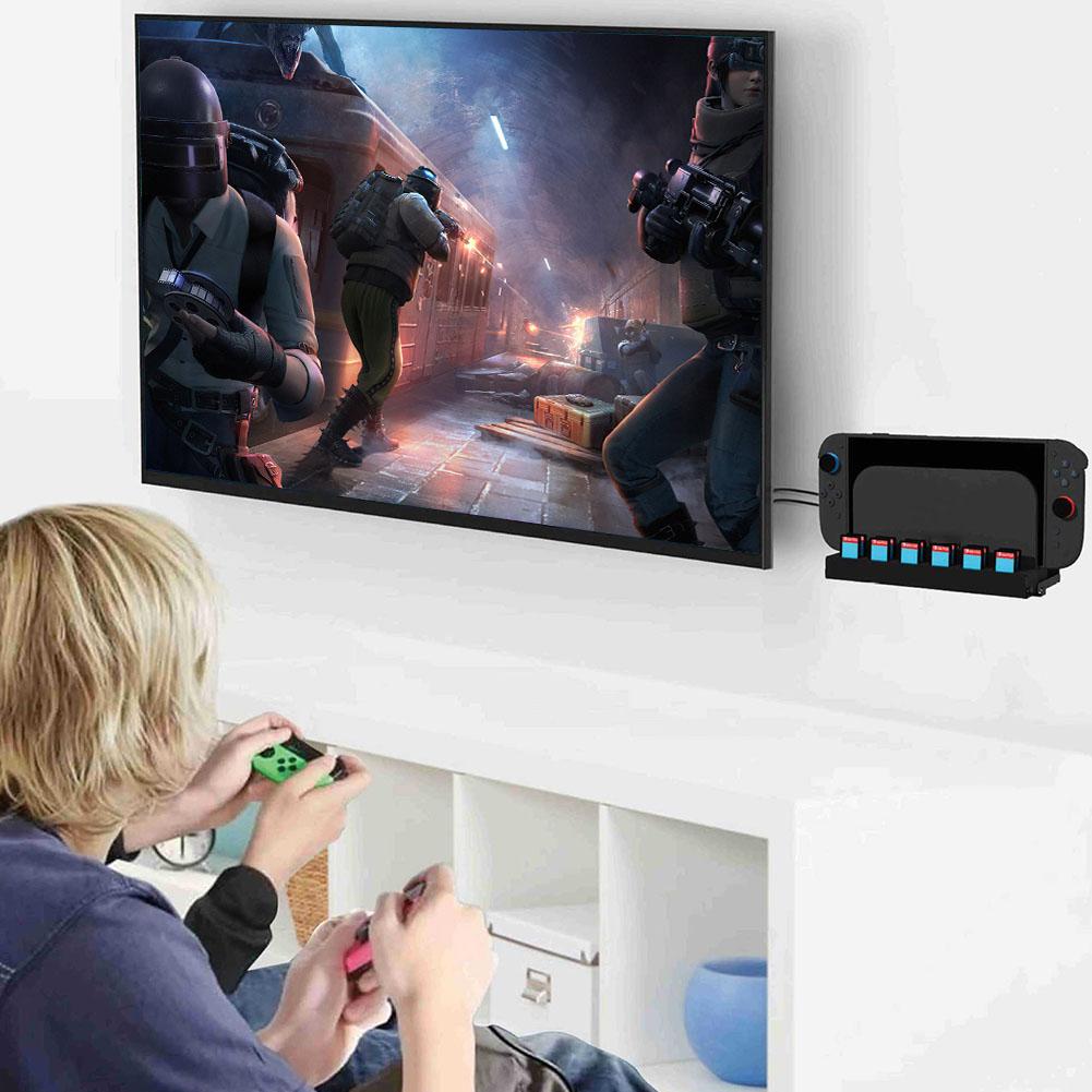 Metal Wall Bracket with Game Card Slots and Joy-Con Hanger Console Holder Stand with Controller Holder for Nintendo Switch2