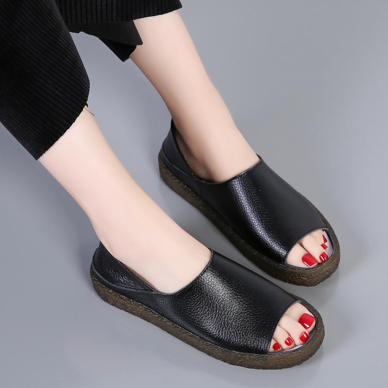 Sandales Romaines pour Femmes Extérieur Décontracté Cuir Blanc Chaussures Plates Grandes Tailles Creuses Bout Ouvert Chaussures d'Été pour Fille