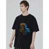 Men's Black T-Shirt With Fire And Ice Horse Graphic Design For Casual Wear
