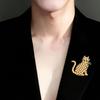 Jewelry Lapel Pin Rhinestone Kitty Badge Luxury Weaving Style Cat Brooch Gift
