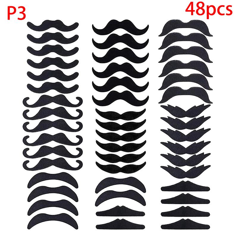 18/48Pcs Mustache Birthday Party Photobooth Props Kids Adult Pirate Party Costume Cosplay Fake Beard Halloween Decoration