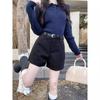 2026 Autumn Plus Size Women's High-Waist Wool Suit Shorts - Loose Bootcut Style