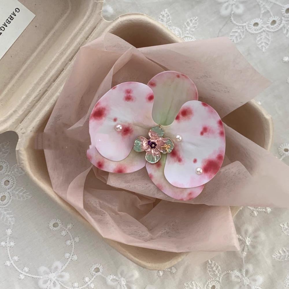 Sweet Orchid Flower Hairpin Rhinestone Women Side Clip Headdress Butterfly Orchid Hair Clip  Beach
