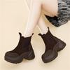 Herbst und Winter neue Plateau-Stiefeletten mit hohem Absatz vielseitig höhenverstellbare kurze Stiefel Patchwork-Samt-Zigarettenstiefel Baumwollschuhe