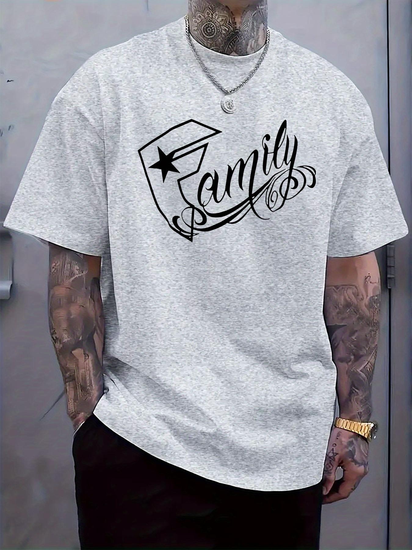 Casual Crew Neck Tshirt with Family Print - Short Sleeve L