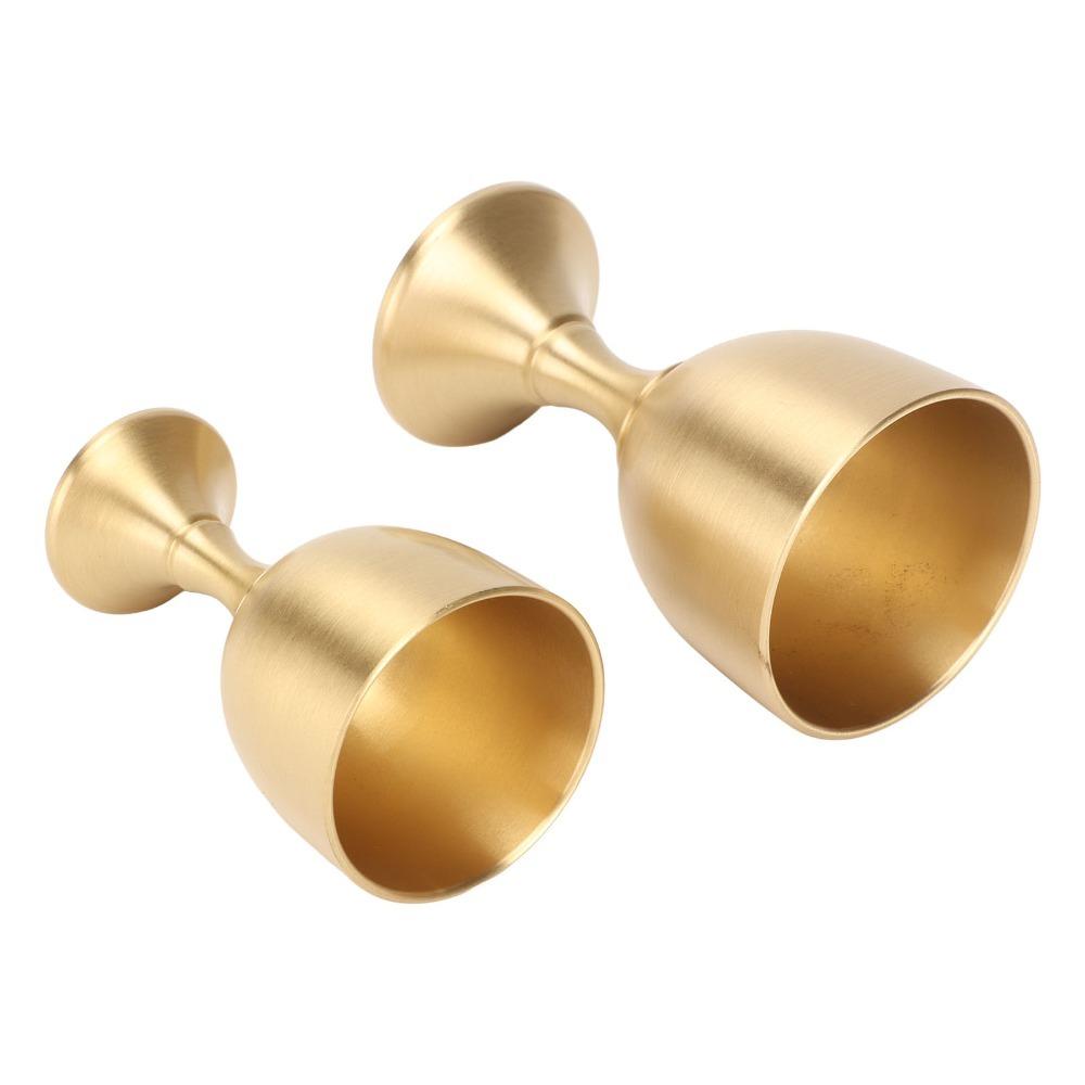2pcs Vintage Small Chalice Cup Gold Brass Chalice Goblet Metal Wine Glass  Church Ritual Cocktail