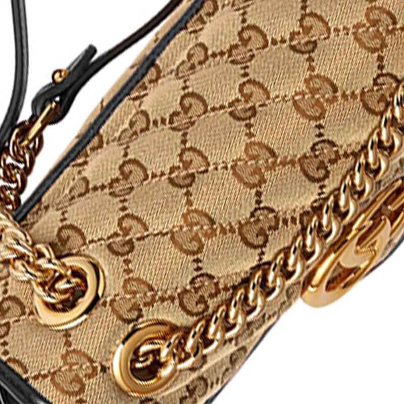 Gucci GG Marmont Mini Bag Beige Ebony/Nero Women Bags Tan 446744-HVKEG-9772