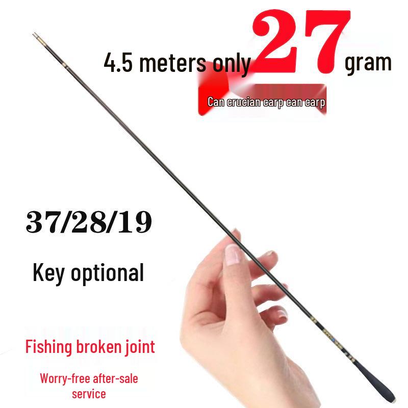 Ultra-Thin Carbon Fiber Crucian Carp Fishing Rod, 28/37/19-Tone, Super Hard, Long Section Taiwan Hand Rod