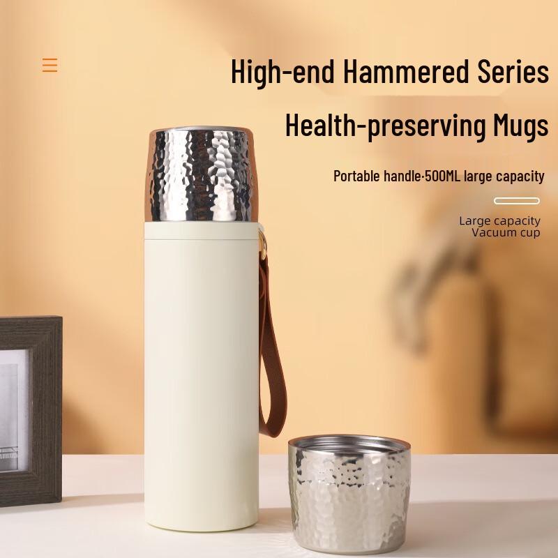 MOZHOU 316 Stainless Steel Ceramic Coated Insulated Tea Mug with Hammered Lid