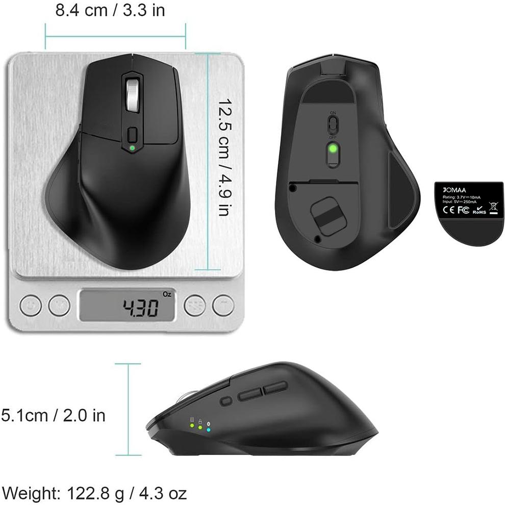 Vertical Mouse Multi-Device,BT5.0 & 2.4G Wireless Mouse with Silent Click for Laptop, MacBook, PC