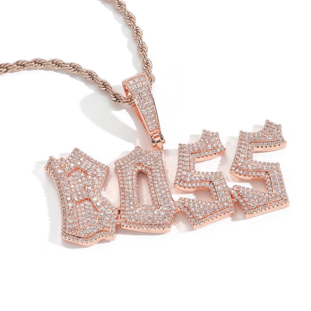 Cross-Border Niche Design Letter Patchwork Pendant: Sparkling Hip Hop Gold & Silver Necklace