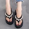 Summer Pearl Flip-flops for Women Thick Bottom Non-slip Sandals Female Clip-on Slippers Lightweight Solid Colour Beach Shoes