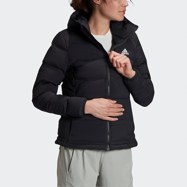 Adidas Helionic Hooded Down Jacket For Outdoor Sports, Winter Women Jackets Black FT2577