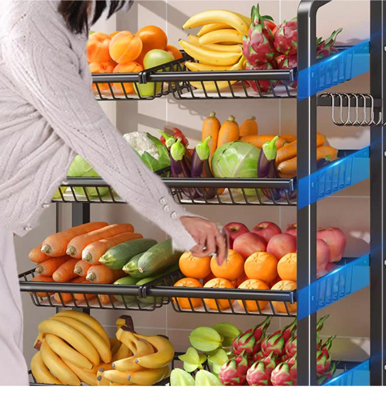Kitchen Fruit and Vegetable Storage Basket Floor Multi-layer Microwave Storage Shelf Storage and Arrangement