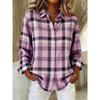 Camicia Primaverile da Donna 2026 Nuova alla Moda Stampa a Quadri Casual Versatile