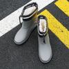 Fashion Drawstring Rain Boots Men's Non Slip Mid Tube Water Shoes Rain Boots Plus Velvet Warm Rubber Shoes Closed Work Short Tube Water