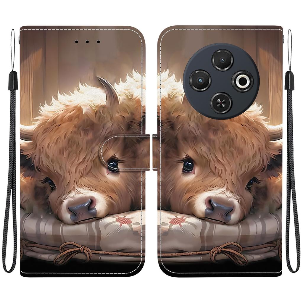 Handmade PU Leather Flip Case for Tecno Spark 30C (4G) Anti-Slip Shockproof Cover with Wrist Strap & Heart/Rose Cat Designs