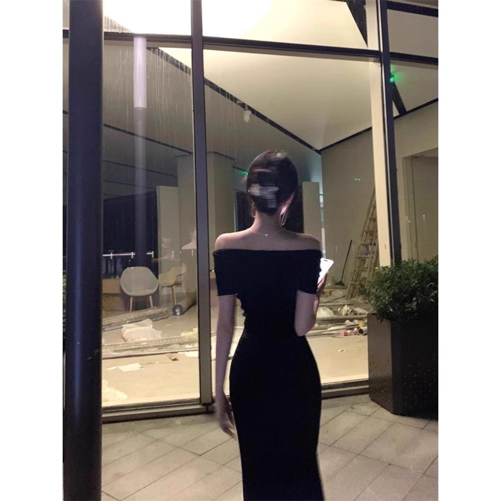 Muse Fan Temperament Waist Temperament One-word Shoulder Dress Chic Hip Skirt Women's Summer