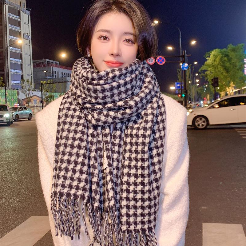 Autumn And Winter Plaid Scarf Thickened Imitation Cashmere Shawl Female Student Couple Warm Scarf