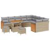 Canapés de Jardin 12 Pièces avec Coussins Beige en Rotin Poly Acacia, Salle à Manger de Jardin 3 Pièces avec Coussins Beige 3365297