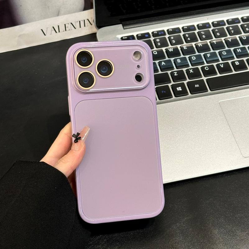 

AG Матовый Кристалл Большое Окно Стеклянный Чехол Для iPhone 17 16 15 14 13 Pro Max Plus Ударопрочный Покрытие Глянцевый Яркий Бронированный Чехол iPhone17 фиолетовый