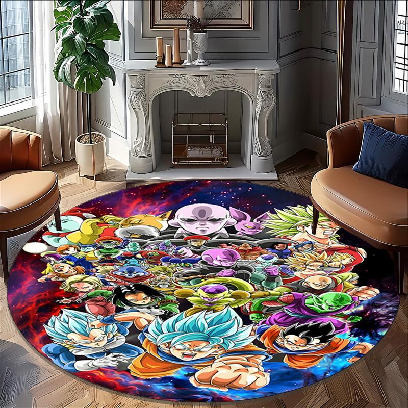 1pc Dragon Ball2 Print Round Carpet Chair Round Carpet Suitable for Bedroom Living Room Home Decorative Carpet