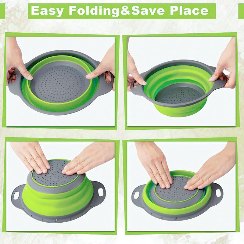 Silicone Vegetable and Fruit Cleaning and Drainage Basket  Cleaning Basket Folding Water Filter Net Kitchen Gadgets