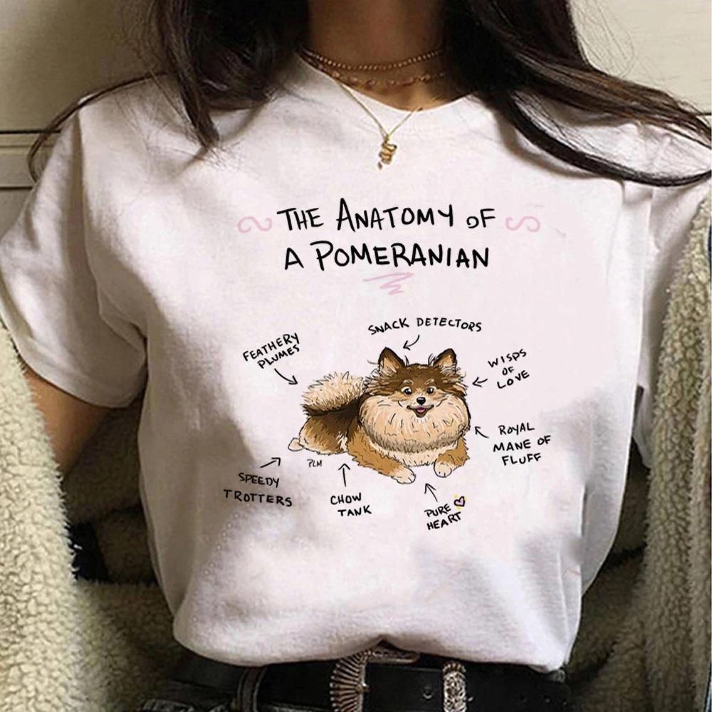 Pomeranian Tshirt Women Graphic Funny Comic Tshirts FeUnisex Women Clothes Graphic T Shirts Harajuku Aesthetic Clothes Tops S