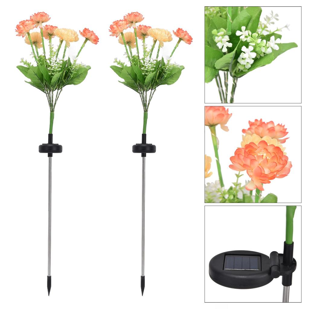 2 Pcs Solar Garden Lights LED Solar Flower Lights for Garden Patio Lawn Yard Pathway